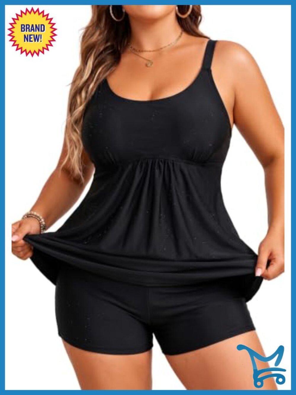 Plus Size Tankini Set Flowy Top with Boy Shorts